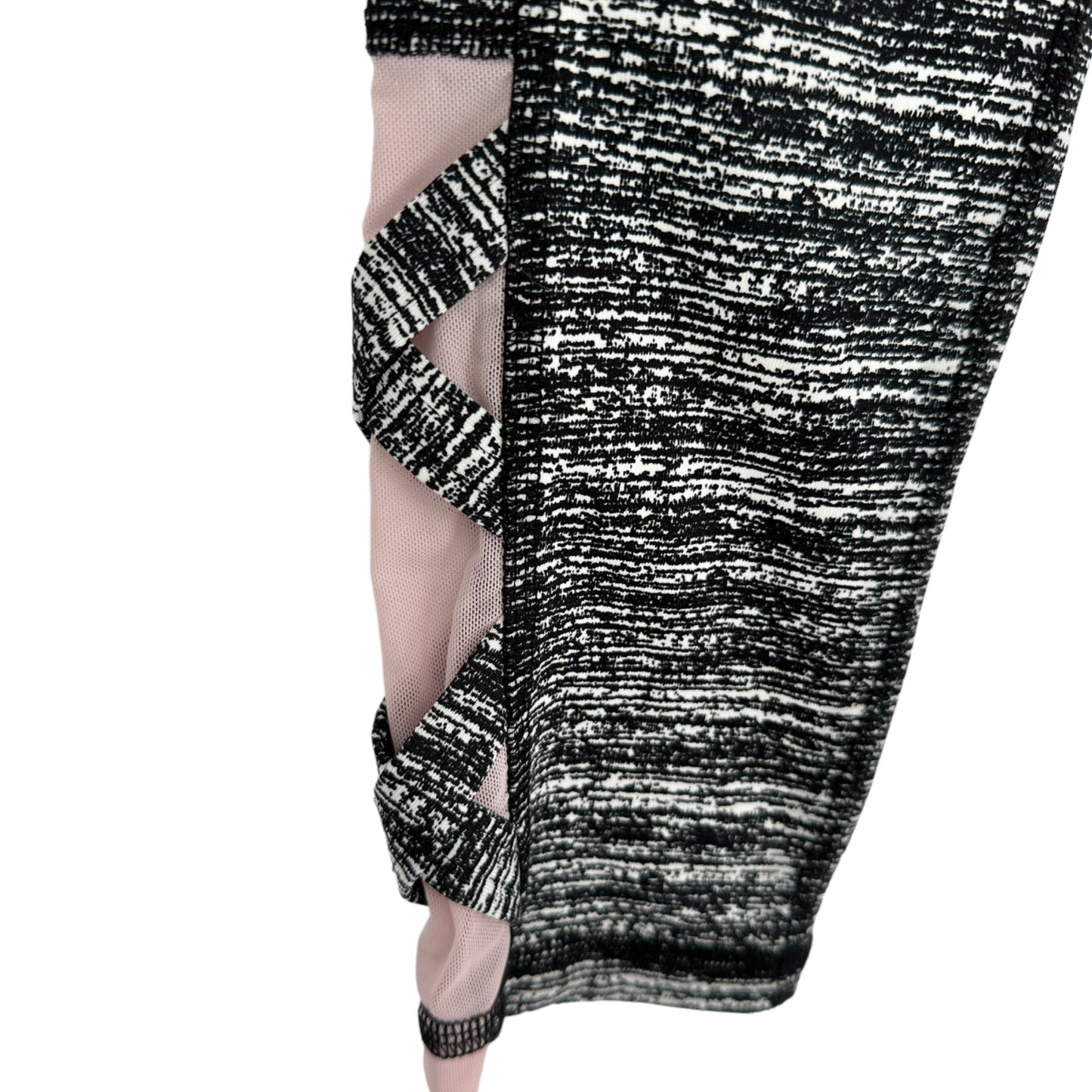 Ideology Caged Legging Girls L Black White Pink Trim