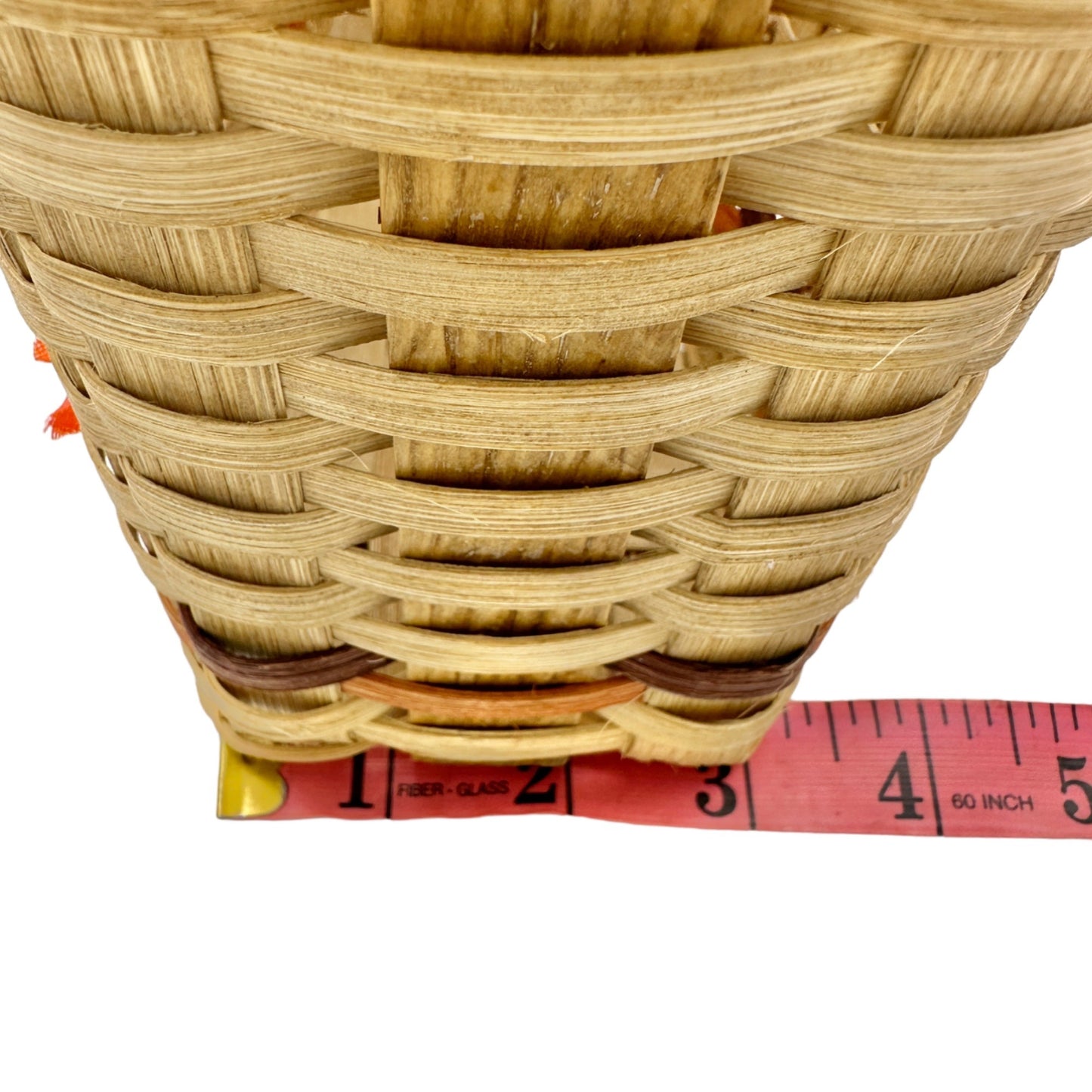 Handmade Basket Falling Leaves Oval Shaped with Handle and Leaves Decoration on Front