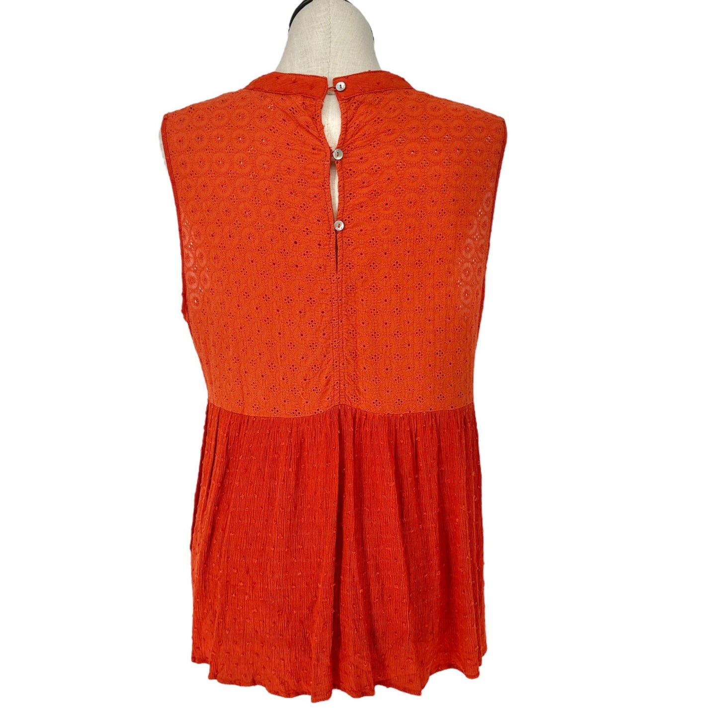 Weekend Suzanne Betro Tunic Top Womens 3X Sleeveless Orange Eyelet