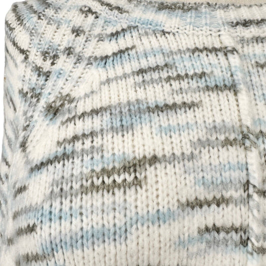 Ruby Road Sweater Women's OSFA White Light Blue Gray Knit LS Crew Neck Soft NWT