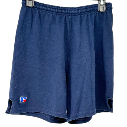 Vintage Russell Athletic Shorts Mens M Navy Blue Cotton Poly Blend Elastic Waist