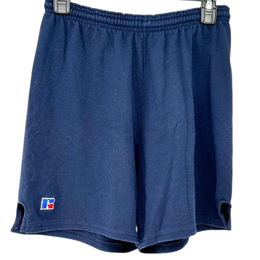 Vintage Russell Athletic Shorts Mens M Navy Blue Cotton Poly Blend Elastic Waist