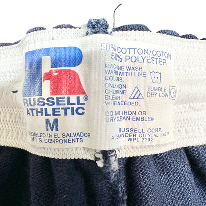 Vintage Russell Athletic Shorts Mens M Navy Blue Cotton Poly Blend Elastic Waist
