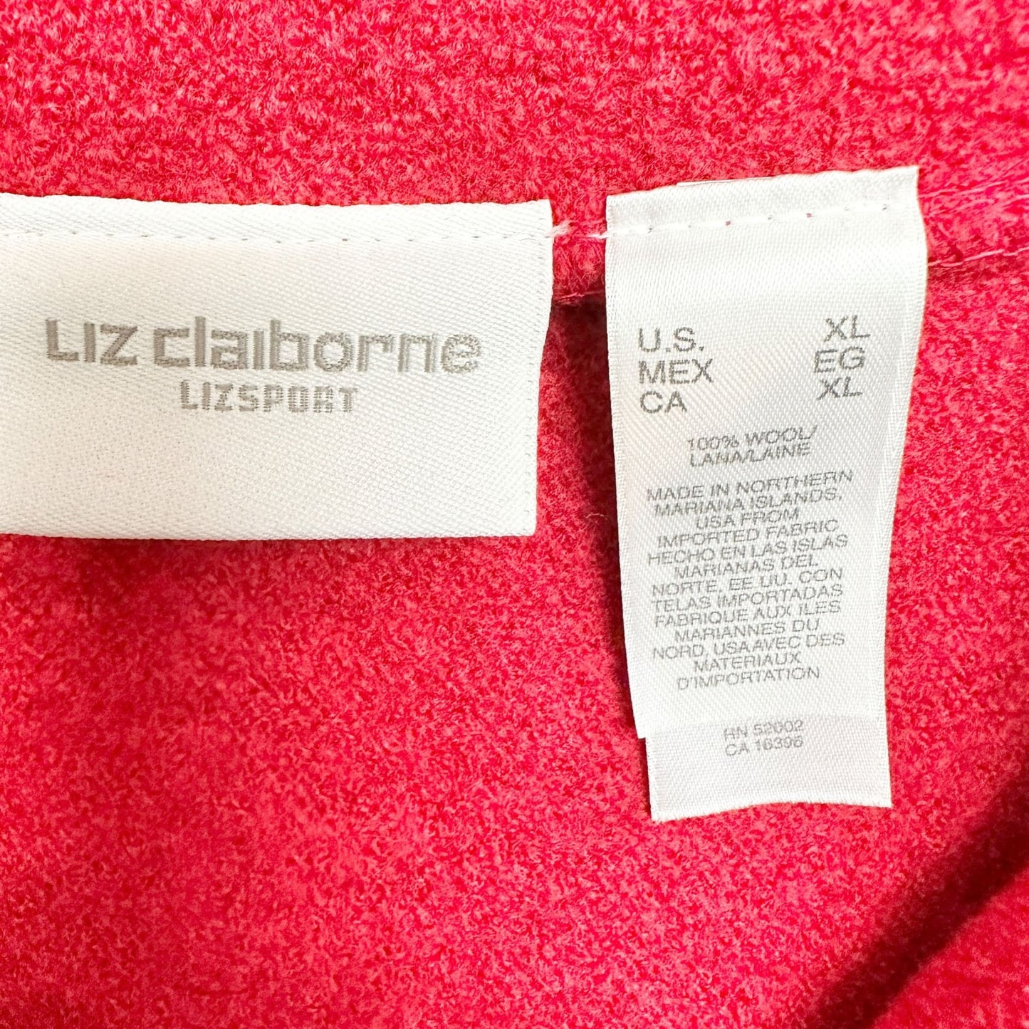 Liz Claiborne LizSport Wool Coat Jacket Womens XL Red Button Front Collared