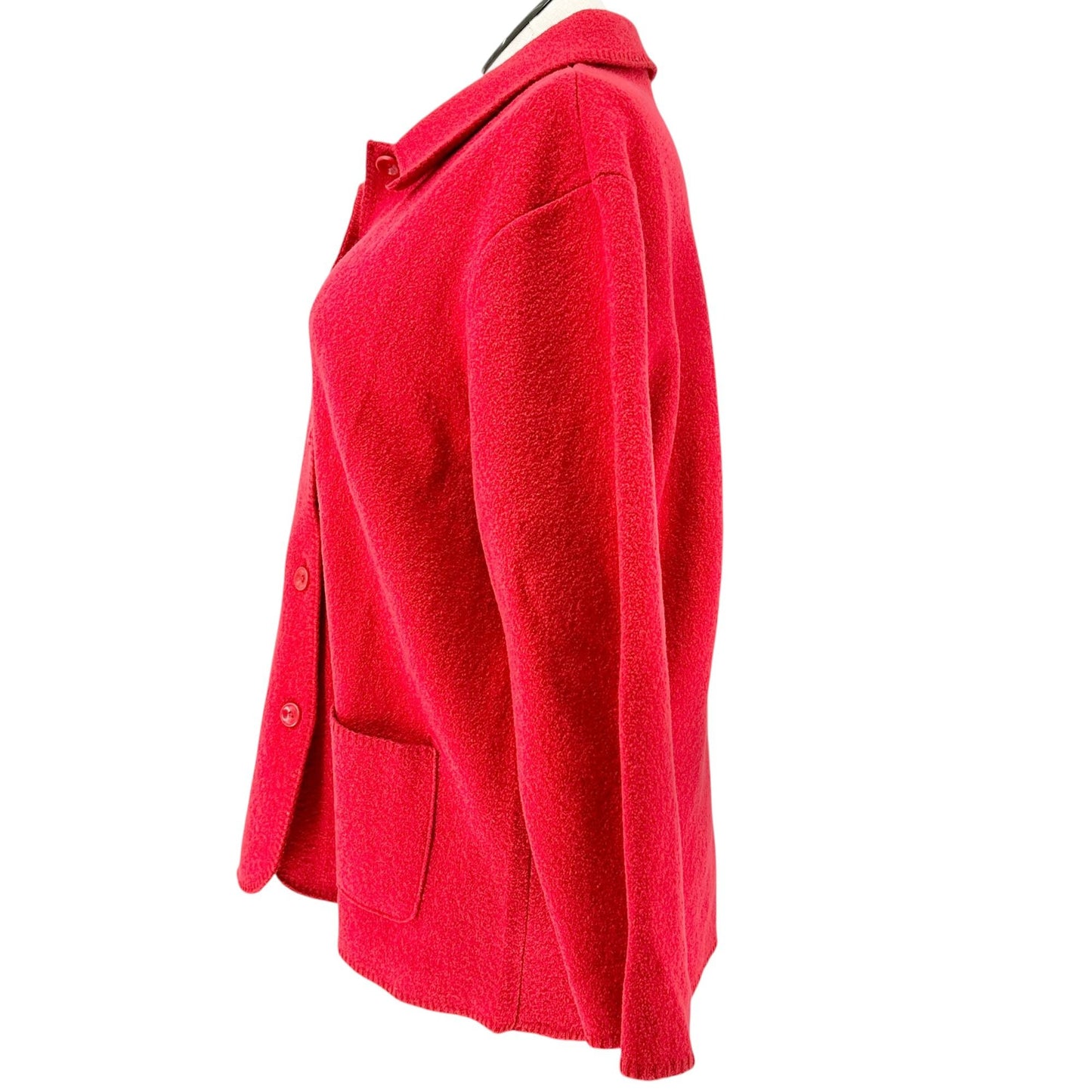 Liz Claiborne LizSport Wool Coat Jacket Womens XL Red Button Front Collared