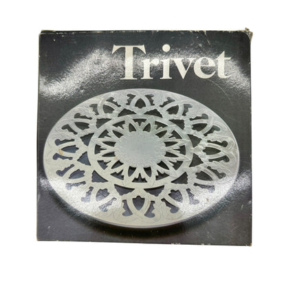 Leonard Silver Mfg Trivet 6 Inch Silverplated Glass Insulated NIB Elegant Design