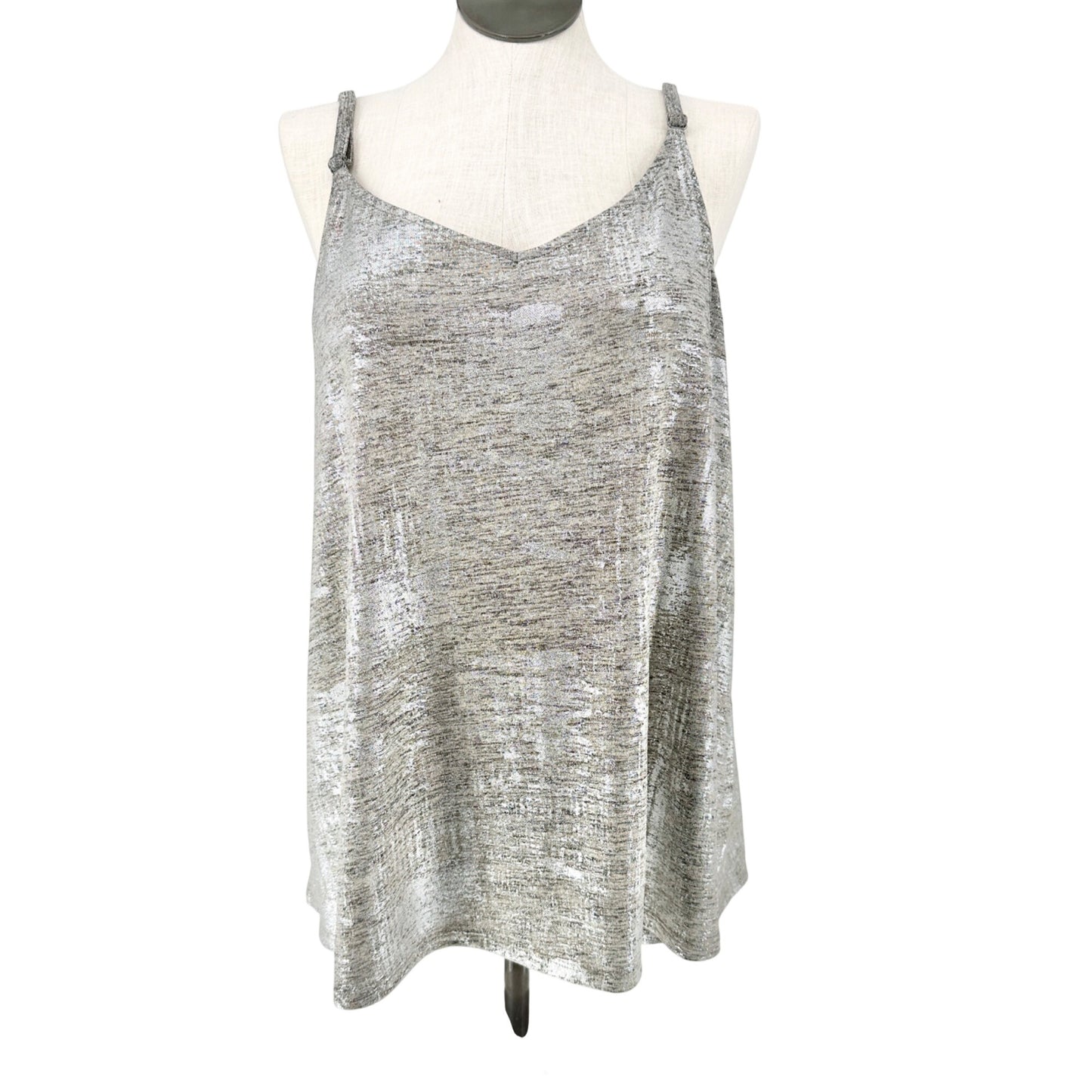 Torrid 3 Hacci Camisole Tank Top Metallic Silver Sparkly Sleeveless Womens 3X