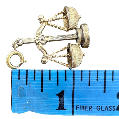 Scales Of Justice Charm Pendant Gold Tone Lawyer Balance Symbol Vtg Accessory