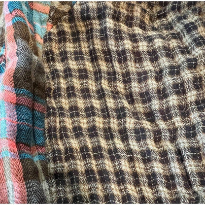Free People Oversized Plaid Button-Down Shirt With Multi-Pattern Design & Pocket