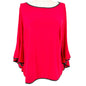 Coco Bianco Tunic Top Womens 2X Vibrant Red With Black Trim Bell Sleeves Stylish