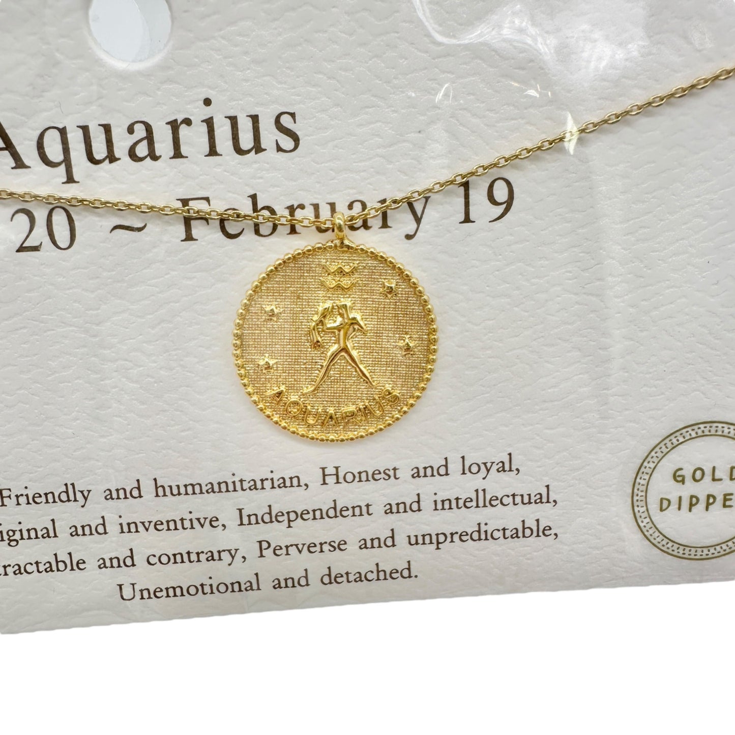 Aquarius Zodiac Symbol Gold Dipped Necklace  January 20 - February 19 NIP