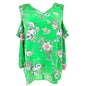 Womens 2X Cold Shoulder Blouse Green Floral Polyester Long Sleeves by Roz & Ali