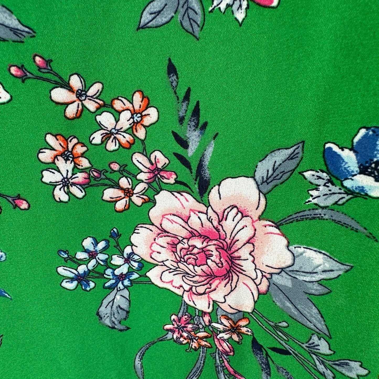 Womens 2X Cold Shoulder Blouse Green Floral Polyester Long Sleeves by Roz & Ali