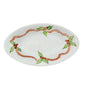 Holiday Trinket Dish White Hand Painted Holly and Ribbon Design 6" x 3.5"