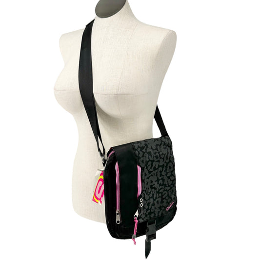 Skechers Messenger Bag Black Leopard Print Pink Accents Adjustable Strap