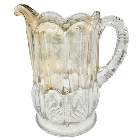 Michigan No 15077 EAPG Glass Pitcher Scalloped Gold Tint Vtg Childrens Tableware