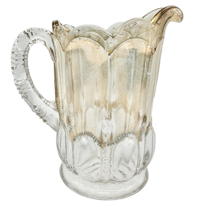 Michigan No 15077 EAPG Glass Pitcher Scalloped Gold Tint Vtg Childrens Tableware
