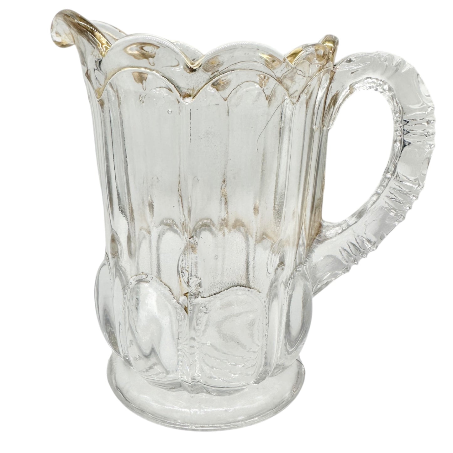 Michigan No 15077 EAPG Glass Pitcher Scalloped Gold Tint Vtg Childrens Tableware