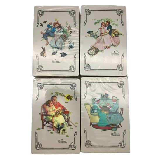 Norman Rockwell 4 Vintage Sealed Card Decks Older Couple Playing Cards