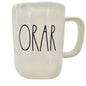 Rae Dunn Aristan Collection 20 oz Mug ORAR Spanish for PRAY White w Black NEW