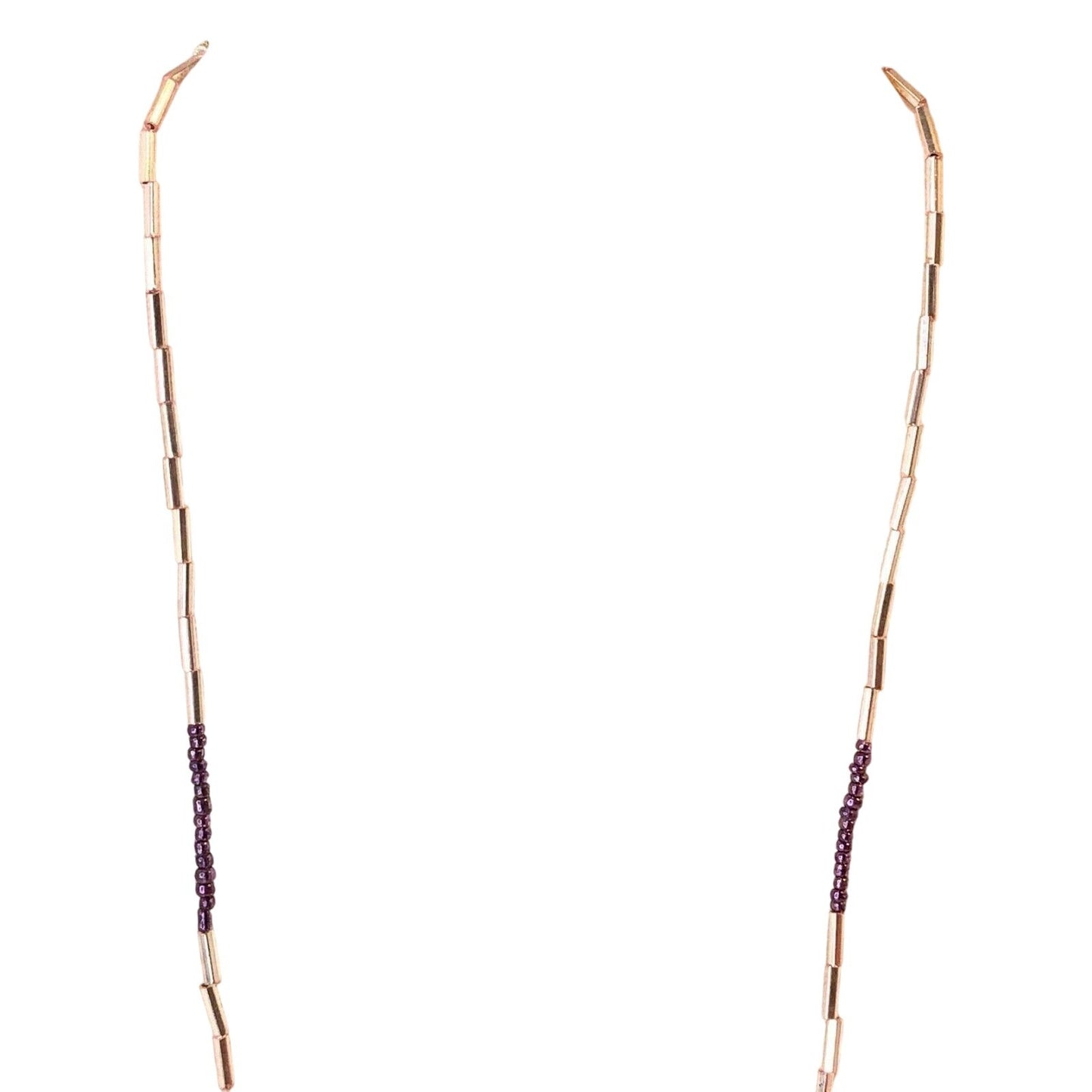 Handcrafted Glass Bead Necklace W Toggle Clasp Purple Hues Design