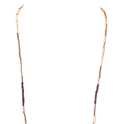 Handcrafted Glass Bead Necklace W Toggle Clasp Purple Hues Design