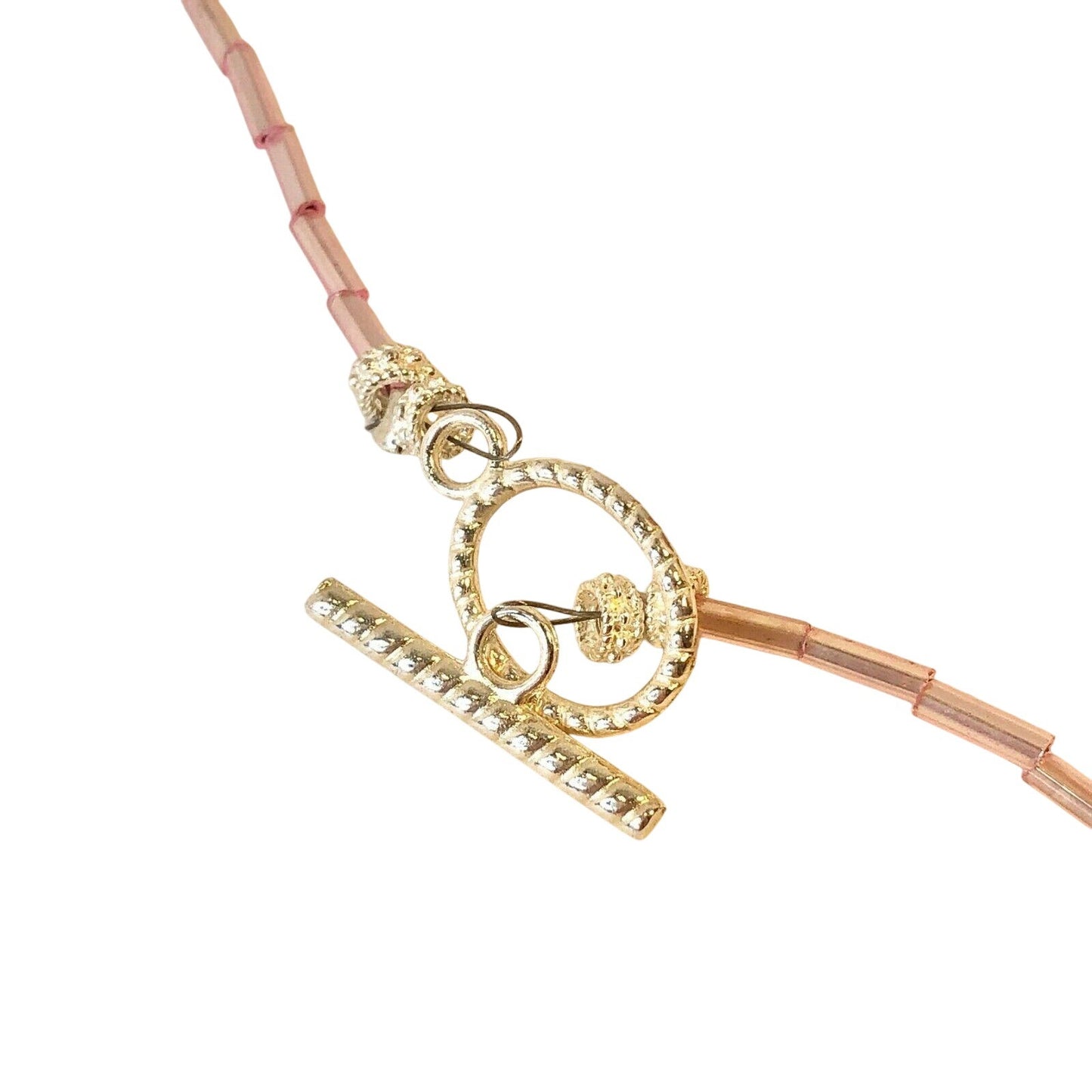 Handcrafted Glass Bead Necklace W Toggle Clasp Purple Hues Design