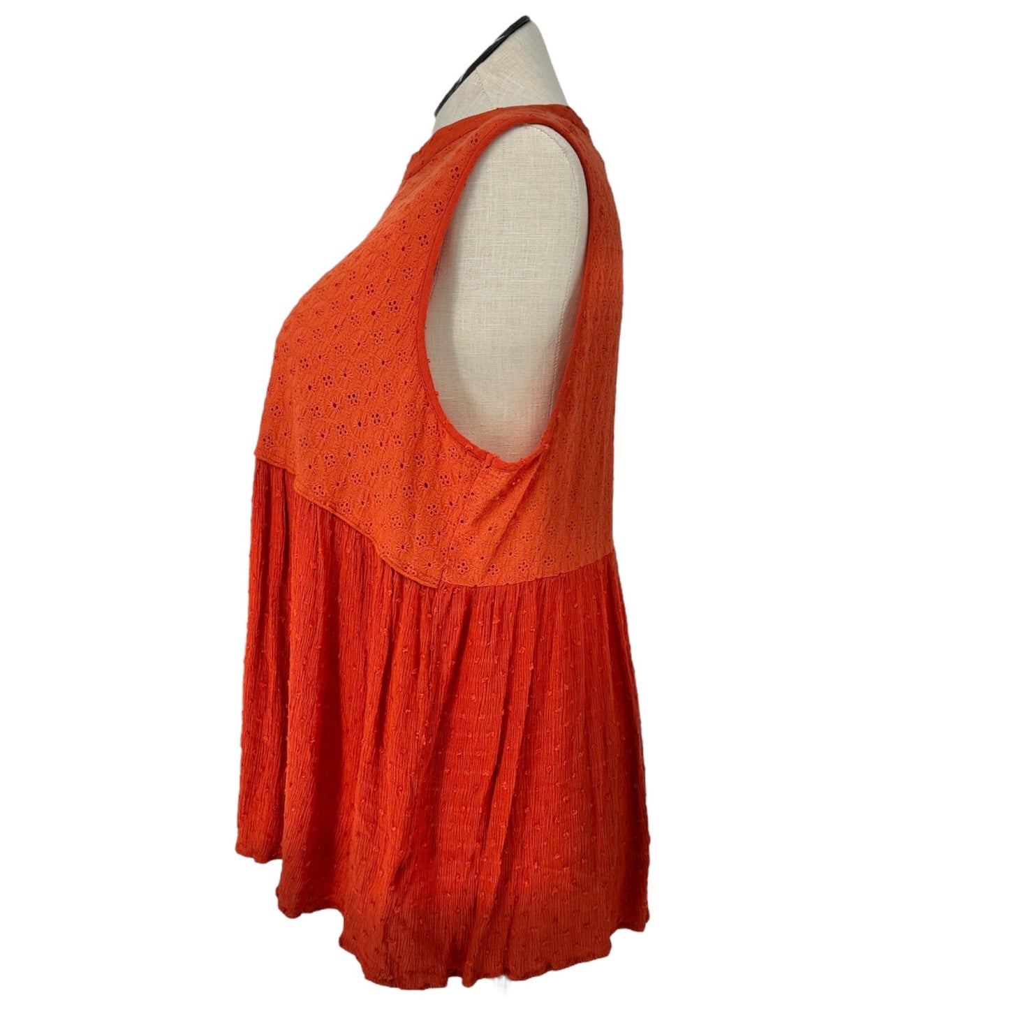 Weekend Suzanne Betro Tunic Top Womens 3X Sleeveless Orange Eyelet