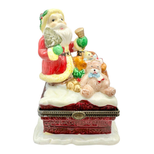 Kurt Adler Christmas Hinged Trinket Boxes Set of 3 Santas Ceramic Each Open