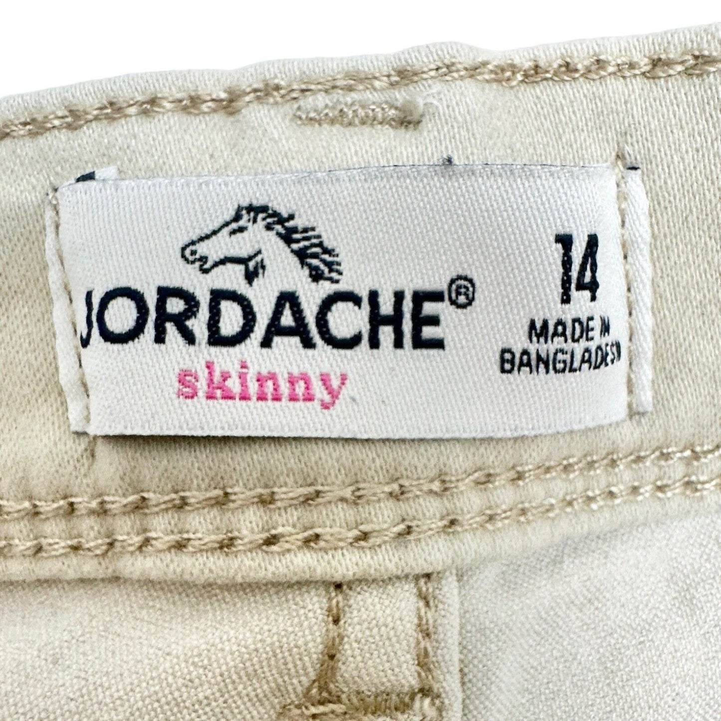 Jordache Skinny Pants Girl's 14 Tan 5 Pocket Adjustable Waist EUC