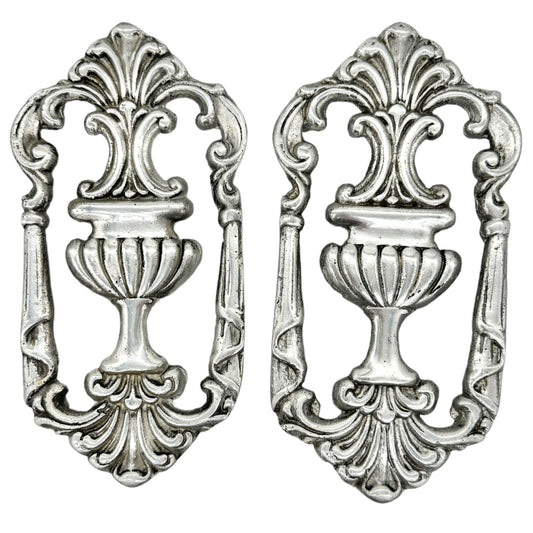 Set of 2 Ornate Trivets 10.5 x 5 Silver Scrollwork