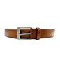 Joseph Abboud Belt Mens 38 Italian Handcrafted Genuine Leather Tan Silver Buckle