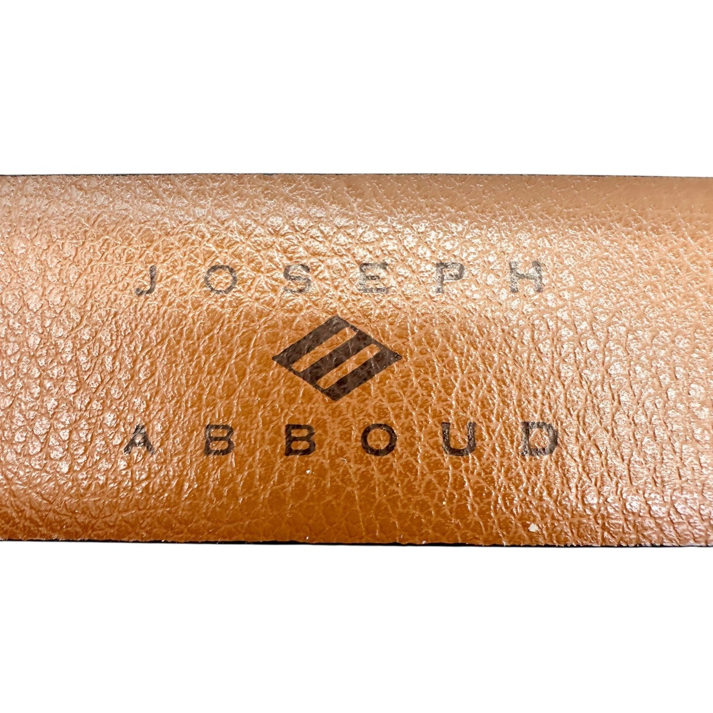Joseph Abboud Belt Mens 38 Italian Handcrafted Genuine Leather Tan Silver Buckle