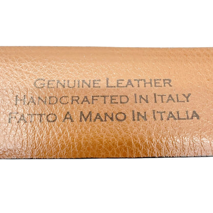 Joseph Abboud Belt Mens 38 Italian Handcrafted Genuine Leather Tan Silver Buckle