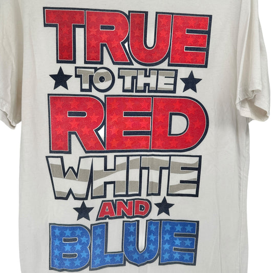 Way To Celebrate! Patriotic T-Shirt L White "True To The Red White And Blue"