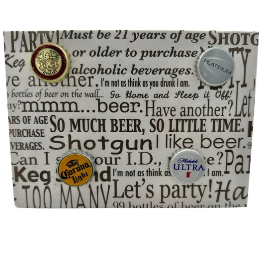 Magnetic Board Frame 5x7 Beer Theme with Bottle Cap Magnets