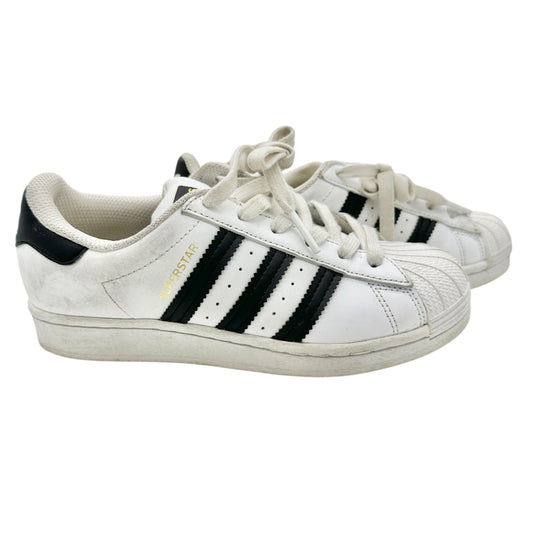Adidas Superstar Sneakers Womens Sz 4 US White Black Stripes Shell Toe Vtg Style