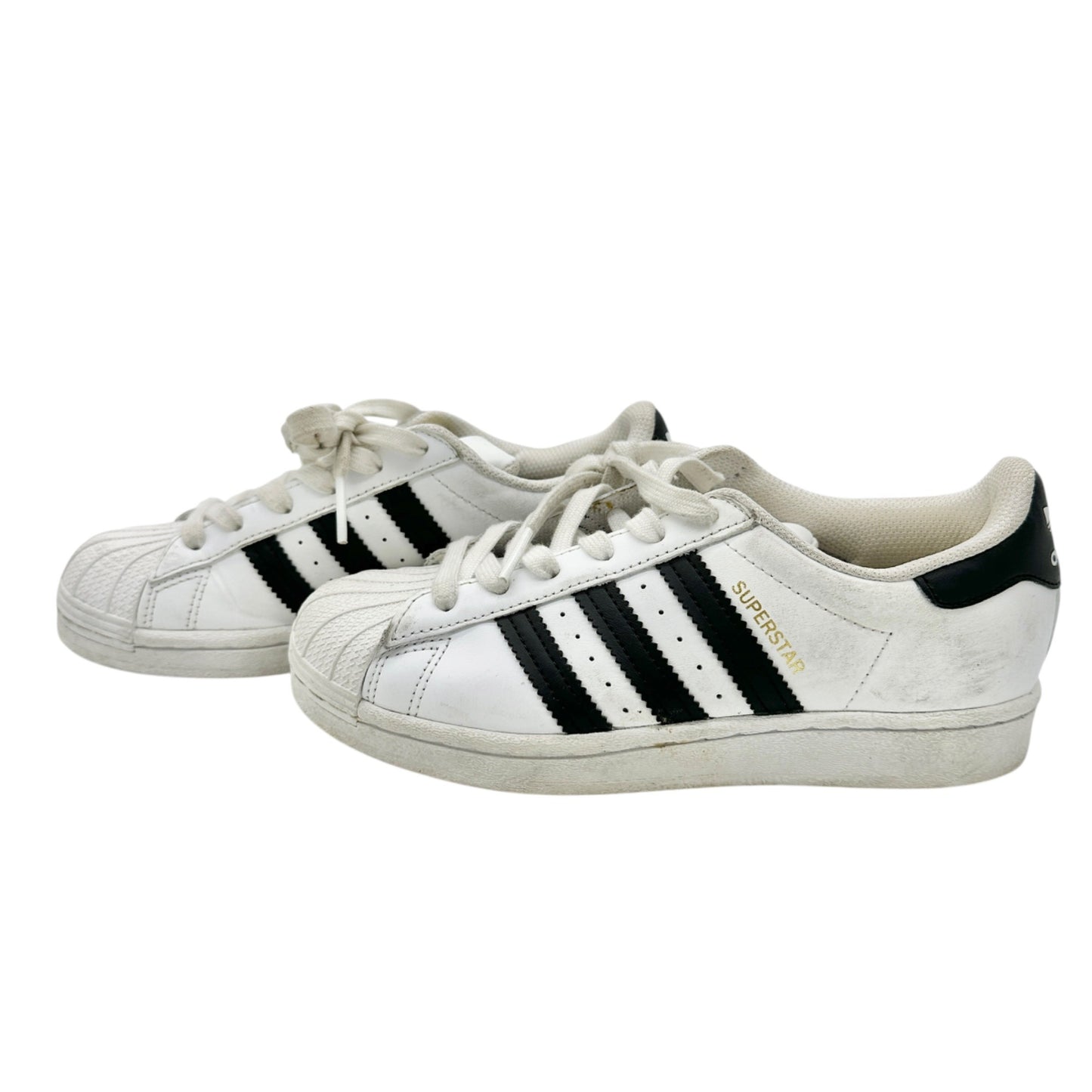 Adidas Superstar Sneakers Womens Sz 4 US White Black Stripes Shell Toe Vtg Style