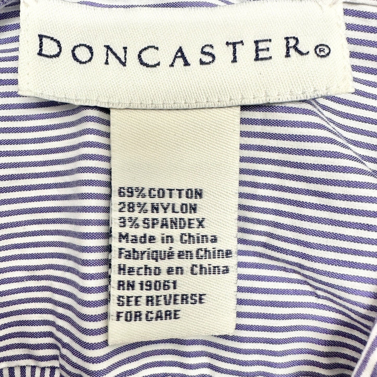 Doncaster Fitted Shirt Womens M Blue White Stripe Button Down Long Sleeve