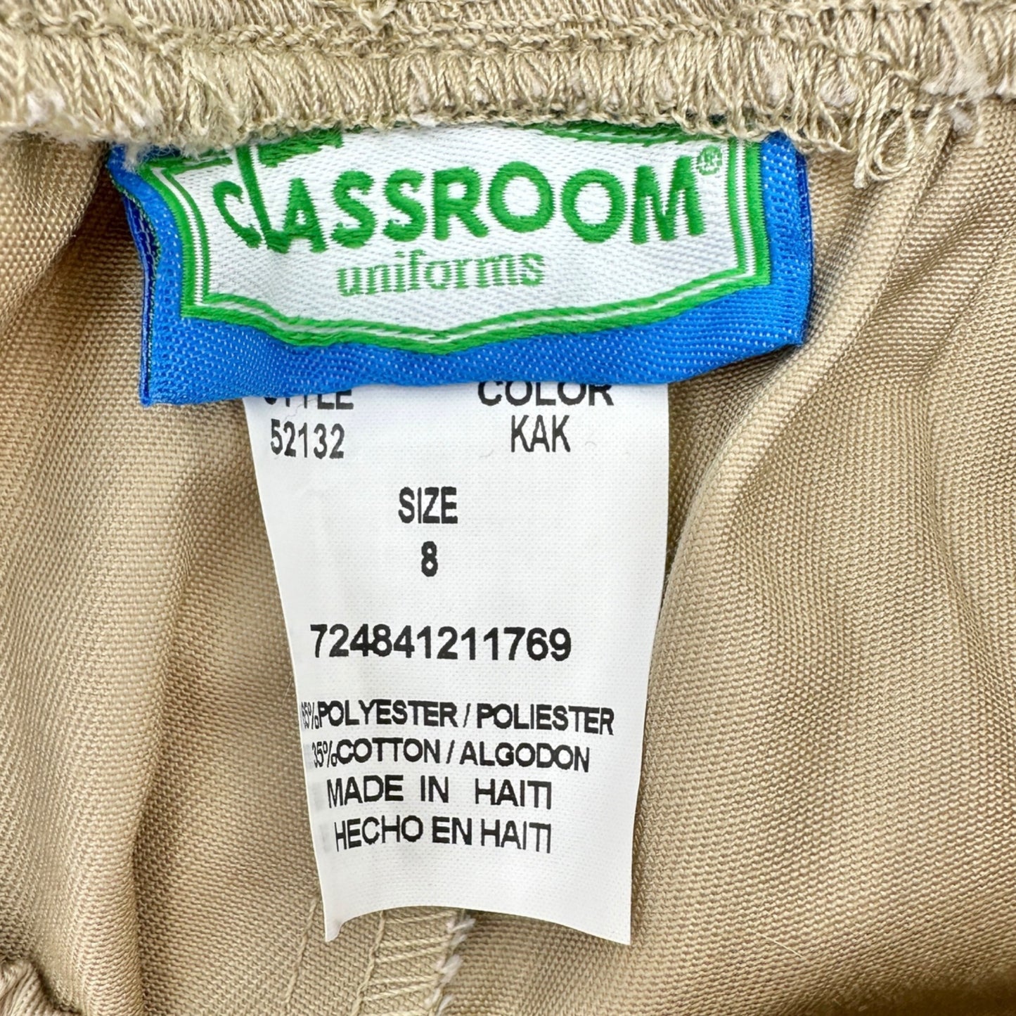 Classroom Uniforms Shorts Unisec Kids Size 8 Khaki Durable Pull-On 4 PAIRS NWT