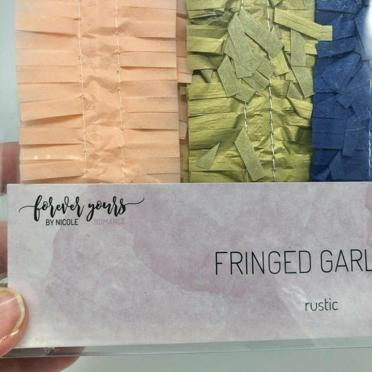 Forever Yours by Nicole Rustic Fringed Garland Blush Gold Blue