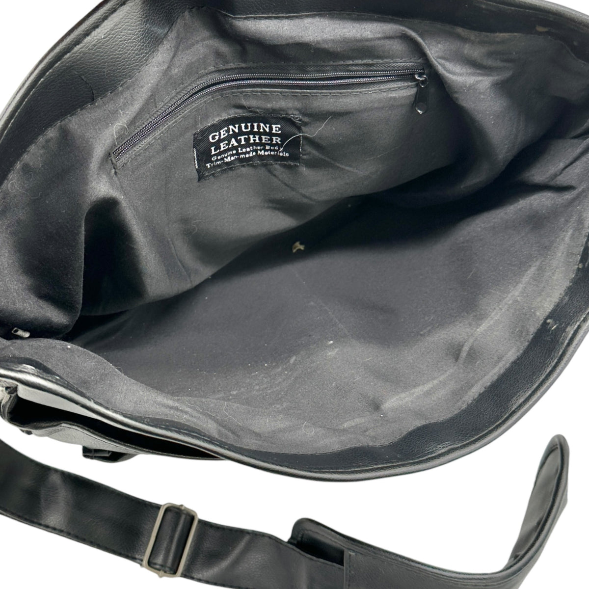 Genuine Leather Mens Messenger Bag Briefcase Attache Black Adj Shoulder Strap