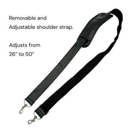Genuine Leather Mens Messenger Bag Briefcase Attache Black Adj Shoulder Strap