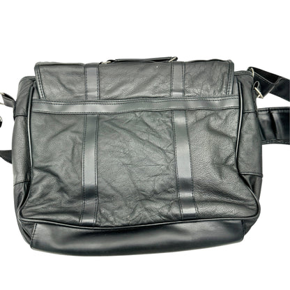 Genuine Leather Mens Messenger Bag Briefcase Attache Black Adj Shoulder Strap