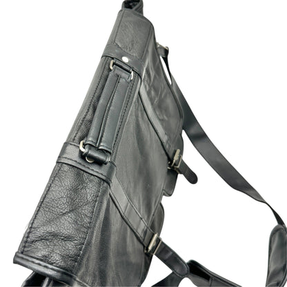Genuine Leather Mens Messenger Bag Briefcase Attache Black Adj Shoulder Strap
