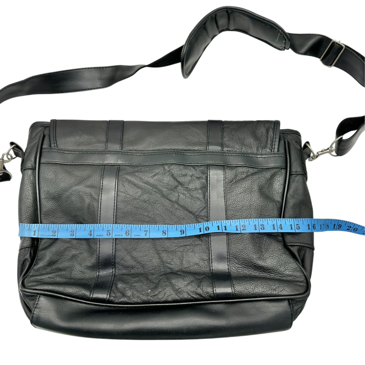 Genuine Leather Mens Messenger Bag Briefcase Attache Black Adj Shoulder Strap