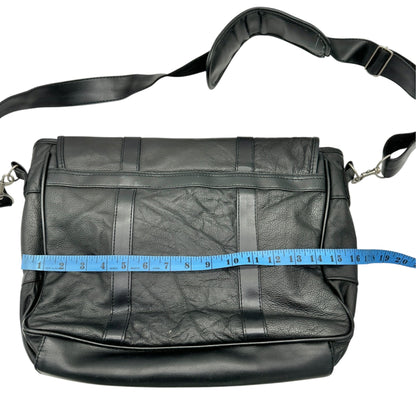 Genuine Leather Mens Messenger Bag Briefcase Attache Black Adj Shoulder Strap