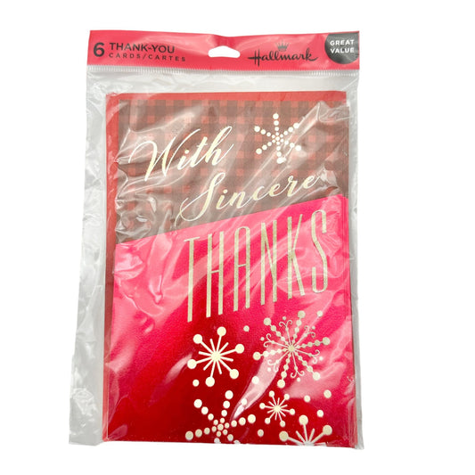 Hallmark Pack of 6 Christmas Thank You Note Cards NEW in Sealed Pkg