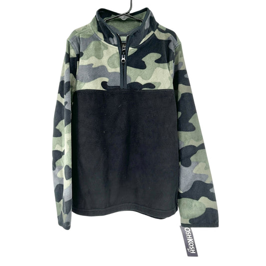 Oshkosh Bgosh Pullover Boys 10/10A Camo Half-Zip Fleece Sweatshirt Black Green
