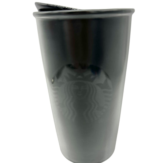 Starbucks Black Ceramic Tumbler With Lid 12 Fl Oz 2015 Hand Wash Only